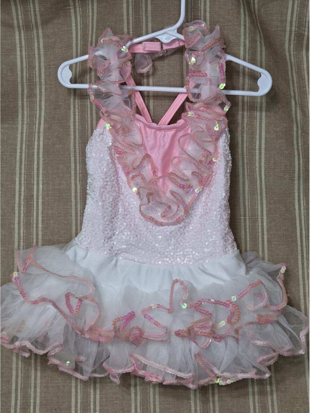 Gkamour Pink and White Sequin dance or pageant tutu costume Child Small